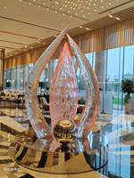 Sculpture de fleurs roses en résine d'intérieur Vincentaa, décoration de luxe pour hôtel