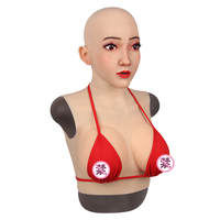 Masque de tête en silicone jeune fille visage seins pour homme à femme avec faux seins pour travesti transexuelle transgenre crosscommode