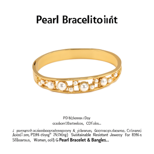 Pulsera de perlas de acero inoxidable 316L con baño de oro PVD, joyería sostenible y resistente para mujer - Product Image 2