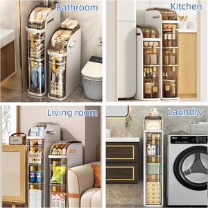 Narrow 18cm Bathroom <strong>Storage</strong> Cabinet with <strong>Drawers</strong> <strong>Slim</strong> Gap <strong>Storage</strong> Organizer Rolling Plastic Cabinet for Kitchen Laundry - Product Image 4