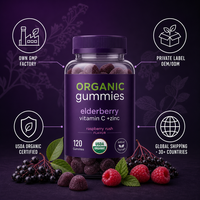 Complément Alimentaire Naturel pour Adultes : Gommes de Vitamine C et de Zinc à la Baie de sureau pour Soutenir la Fonction Immunitaire