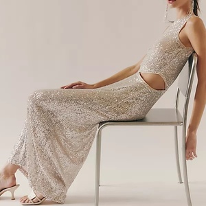 2025 New Design Spring <strong>Summer</strong> Women's <strong>Sequin</strong> Maxi <strong>Dress</strong> Sleeveless <strong>Sexy</strong> Wrapped Hip <strong>Dress</strong> for Women - Product Image 2