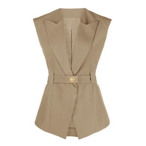 Gilet con scollo a V di lusso senza maniche di alta qualità per donne elegante giacca <span class=keywords><strong>aderente</strong></span> cappotto da <span class=keywords><strong>donna</strong></span> cintura da <span class=keywords><strong>donna</strong></span> gilet - Product Image 4