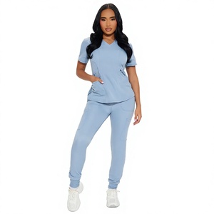 Conjuntos de Uniformes Médicos Personalizados con Logotipo de Fábrica para Mujer - Uniforme de Enfermera/Doctora en Tela Elástica de Lona para Uso Hospitalario en Todas las Estaciones - Product Image 1