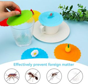 Foldable Reusable Eco-Friendly Heat Resistant Silicone Lids DIY Custom Cartoon 10cm <b>Cups</b> <b>Saucers</b> Bulk Package for Business Gifts - Product Image 5