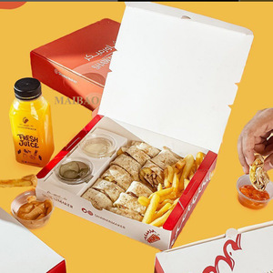 <span class=keywords><strong>Mini</strong></span> boîte shawarma personnalisée boîte de pâturage shawarma à emporter boîte de papier jetable biodégradable pour hamburger et frites - Product Image 6