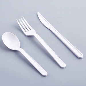 Einweg Bio Besteck White Plastic Cutlery / Utensils Spoon Fork Custom PP Plastic Crockery Flatware Sets Morden Luxury 50 Cases