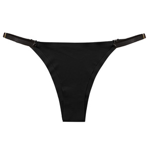 Women <b>Thong</b> Panties Low Rise Solid Color Seamless Polyester Fiber Black Red <b>White</b> - Product Image 5