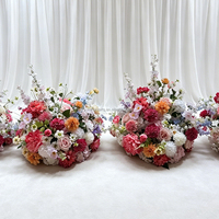 40CM Kunstbloemenbol Bloemstuk Fuchsia Rood Heet Roze Bruiloft Tafel Bloemdecoratie