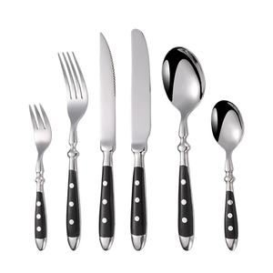Couteau, fourchette et cuillère en acier inoxydable 430 avec poignée en bakélite, finition miroir, multi-spécifications, pour hôtels et cadeaux - Product Image 1