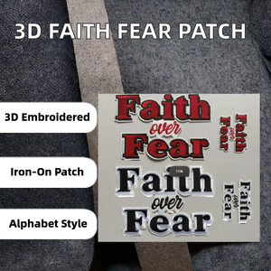 3D Embroidered PVC Towel <b>Patch</b> with English Letters Faith Fear Applique Iron-<b>on</b> DIY Accessories <b>Sewing</b> Felt Alphabet Shape - Product Image 2