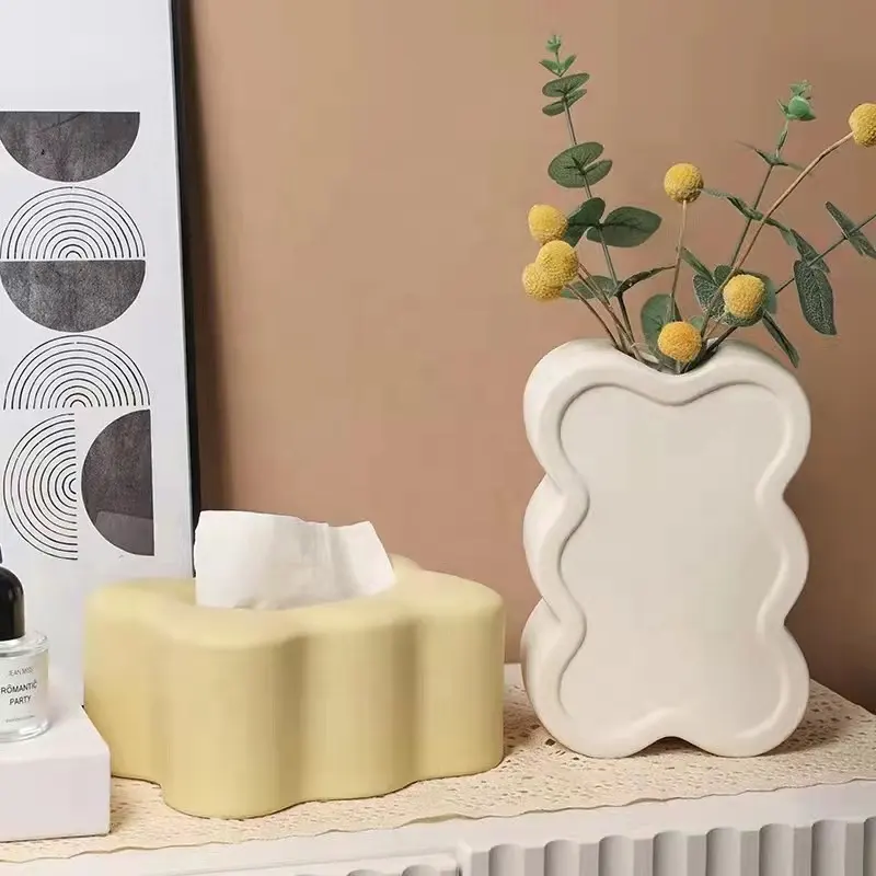 Ins İskandinav krem wabi sabi rüzgar açık mor seramik vazo TV dolabı sundurma dekorasyon süsler