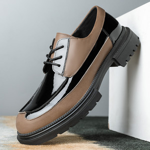 Chaussures Derby en cuir pour hommes FAPL.EC, kaki noir, à lacets, pour le bureau, les affaires, les déplacements, chaussures habillées formelles - Product Image 4
