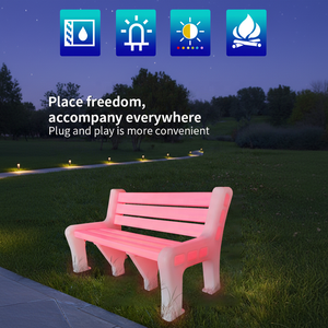 ม้านั่งพลาสติกกันน้ำแบบดั้งเดิมพร้อมไฟ LED เปลี่ยนสีได้ เฟอร์นิเจอร์เรืองแสงสำหรับกลางแจ้ง ทนทานต่อสภาพอากาศ - Product Image 3