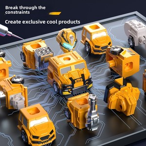 Jouet de construction magnétique pour enfants, blocs de construction robotiques, transformation en voiture, assemblage DIY, puzzle STEM, <span class=keywords><strong>jaune</strong></span>, bleu, rouge, blanc, certifié EN71 CPC - Product Image 4