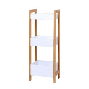 ชั้นวางของ 3 ชั้น ทำจากไม้ไผ่ น้ำหนักเบา เป็นมิตรกับสิ่งแวดล้อม ทนทาน ทันสมัย สีขาว สำหรับวางในห้องน้ำ ห้องครัว ห้องนั่งเล่น - Product Image 4