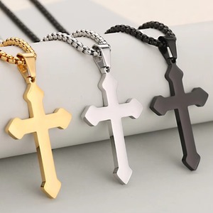 Collar con Colgante de Cruz Retro, Acero Inoxidable Pulido, Estilo Urbano para Hombre y Mujer, Amuleto de Fe Religiosa, Joyería de Moda, Regalo - Product Image 1