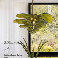 Lustre en verre CHUSE Lilypad, luminaire suspendu artisanal inspiré des pétales, pour salle à manger, chambre à coucher ou décoration de plafond d'entrée