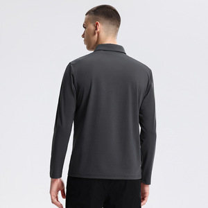 <span class=keywords><strong>Polo</strong></span> a maniche lunghe da uomo, nuova collezione, con colletto alla coreana, tinta unita, per primavera autunno, abbigliamento casual da lavoro - Product Image 4