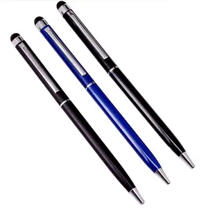 Hoge kwaliteit 2 in 1 metalen branded hotel stylus pen promotionele touch pen