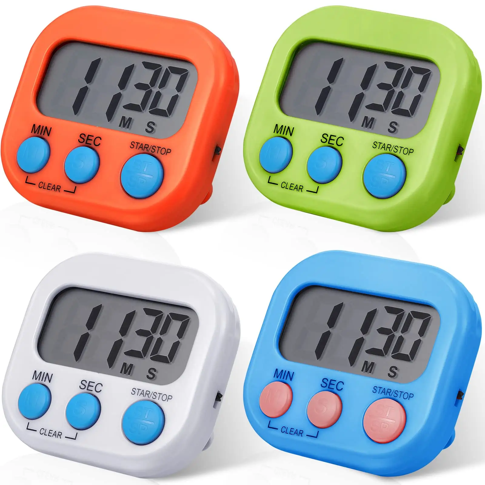 Timer, Timer Kelas untuk Anak-anak Kecil Timer Dapur Digital Tombol Kembali dan ON/Off Magnetik, Menit Kedua Menghitung Mundur