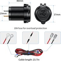 Chargeur USB pour moto 12V-24V, Port QC3.0, 18W, Charge rapide, prise USB pour voiture, bateau, marine, avec interrupteur d'alimentation