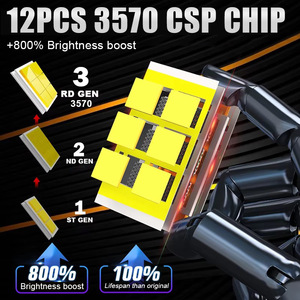 12V Car <strong>LED</strong> Headlight <strong>Bulbs</strong> 6500K Warm White 9005 H7 H19006 H11 <strong>High</strong>/Low Beam Integrated Plug Play 35W 5500 <strong>Lumens</strong> New - Product Image 6