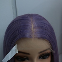Perruque Bob Courte Couleur Violet Clair/Violet Pastel Lisse 14 Pouces Perruque Frontale en Dentelle HD 13x6 Cheveux Humains Vierges pour Femmes Noires