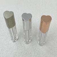 Emballages cosmétiques, flacons de gloss à lèvres, emballages de taille échantillon, tubes vides pour gloss à lèvres avec couvercle en forme de cœur