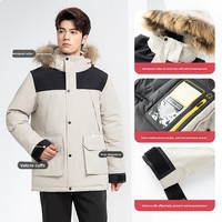 Vêtements de travail d'hiver unisexes en polyester avec col doublé de fourrure, parka thermique rembourrée mi-longue, uniforme d'entreprise sur mesure