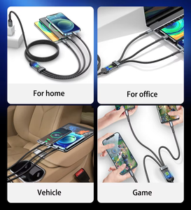 3-Trong 1 100W Trong Suốt Siêu Nhanh Sạc Cáp Hiển Thị Kỹ Thuật Số 120W Ánh Sáng Loại C IOS Micro Dây Nylon Dệt Cáp Dữ Liệu - Product Image 5