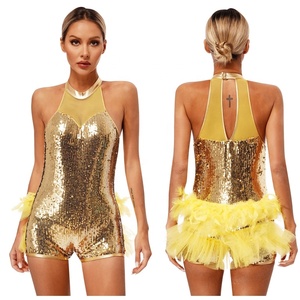 Trajes de baile para mujer, Mono de leotardo con falda de tul para <span class=keywords><strong>Jazz</strong></span>, clase de baile latino, ejercicio Gimnástico, Club nocturno, Festival de Carnavales - Product Image 5