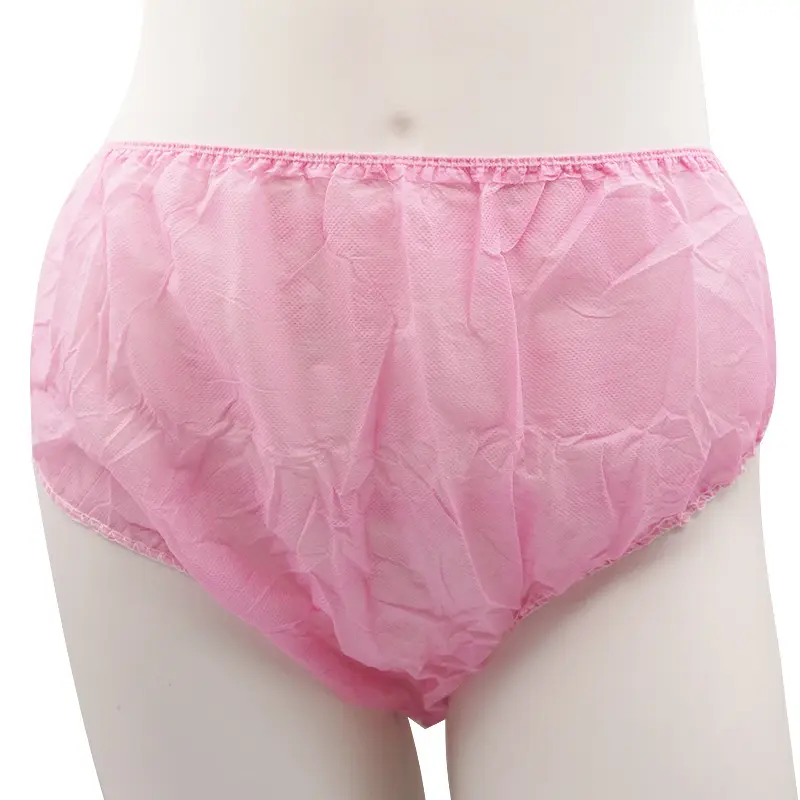 卸売女性クリーン不織布使い捨てパンティー女性用パンティー下着ピンク