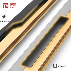 Modern Style Aluminum Alloy Furniture <b>Hardware</b> Built-in Handle Door Handles for Cabinets Wardrobes <b>Kitchen</b> Drawers - Product Image 3