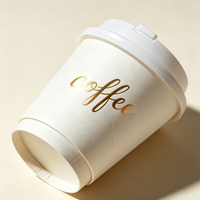 Gobelet en papier à double paroi biodégradable jetable, estampage et gaufrage or, logo personnalisé accepté, 8/12/16 oz pour boissons chaudes