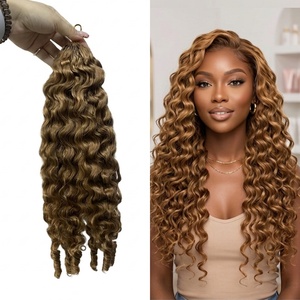 FH Color French Curly Miracle Knot Crochet <b>Braid</b> Human Hair <b>Extension</b> with Spiral Curly Ends Braiding Human Hair - Product Image 1
