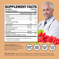 Gummies de Berbérine 1200mg HCL, Cannelle de Ceylan, Chardon-Marie, Complexe de Magnésium, Sans Sucre, Véganes, Directement de l'Usine