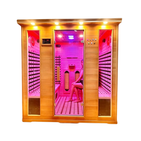 Sauna de Infrarrojos KLAFIN para 4 Personas, Moderna, de Madera de Hemlock, con Control por Computadora, para Interiores y Exteriores, con Función de Masaje