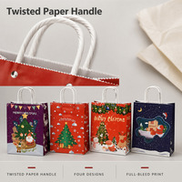 Sacs cadeaux en papier kraft personnalisés pour Noël, fêtes, Père Noël, avec poignées torsadées, motifs variés, vente en gros, directement de l'usine