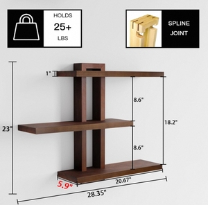 Hiện đại 3 Bộ gỗ nổi tường hiển thị Kệ thiết kế chạm khắc cho trang trí nội thất trong nhà bếp phòng tắm phòng khách - Product Image 3