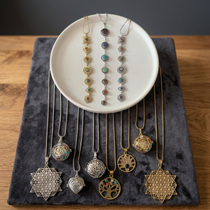 Collier en métal laiton pour femmes tendance 2024, pierre précieuse naturelle, pendentif 7 chakras - Product Image 1