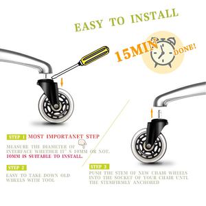 3 inç 10*22mm mobilya tekeri tipi ofis koltuğu görev Oem özelleştirilmiş ofis Finish renk malzeme poliüretan rulo - Product Image 3