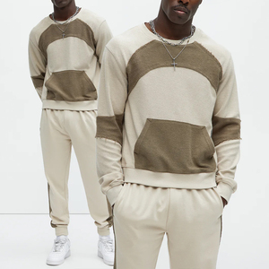 KingSen Custom Color Block Patchwork Crewneck Sweatshirt <b>Men</b> Oversized Heavyweight Cotton Reversed Fleece Streetwear <b>Pullover</b> - Product Image 1