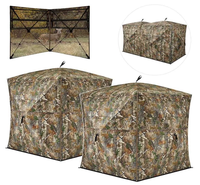 Hunting Blind See Through 3-in-1 with Carrying Bag, 4-6 Person Pop Up Ground Blinds 270 Degree, Portable Removable Hunting Tent