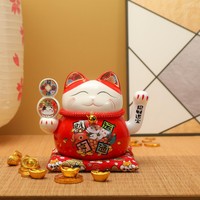 Ornements de chat porte-bonheur en céramique blanche 6.5 pouces Statue Maneki Neko pour la décoration intérieure