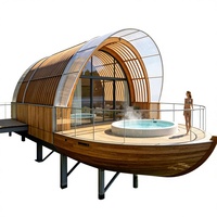 Pod de glamping premium en forme d'arche, préfabriqué, monté sur la falaise, avec jacuzzi extérieur pour site de glamping de vacances