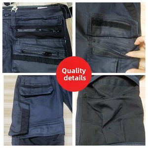 Pantalon <span class=keywords><strong>de</strong></span> <span class=keywords><strong>travail</strong></span> multipoches pour homme avec genouillères, en polyester et coton, résistant à l'usure, pour électricien, décontracté, coupe ample - Product Image 2