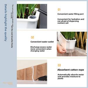 Jardinière suspendue carrée en plastique moderne auto-absorbante Long pot de fleurs pour fenêtres étroites pour balcon et intérieur - Product Image 3