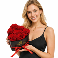 Buket bunga mawar yang diawetkan, kotak hadiah Halloween Hari Valentine pernikahan, buket bunga abadi mewah bentuk hati