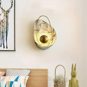 モダンレジンリビングルームウォールランプベッドヘッド背景LEDホワイトシェル北欧ウォールライト室内装飾ウォールフィッティング - Product Image 5